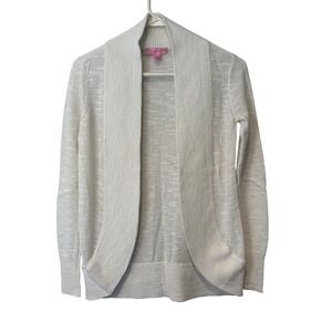 Lilly Pulitzer Amalie White Open‎ Front Cardigan Ribbed Shawl Collar Sweater XS